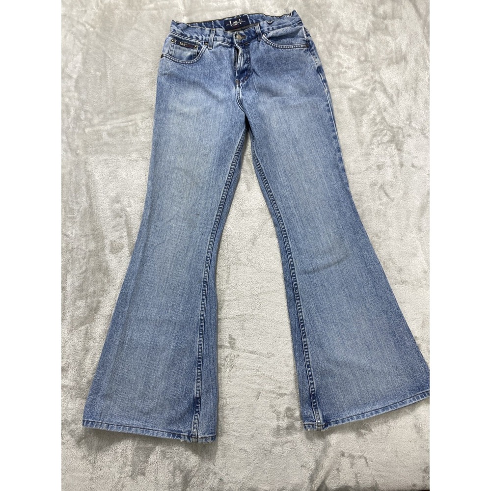 LEI Hipster Flare Jeans Women 14 Blue Denim Bootcut Light Wash City Casual EUC